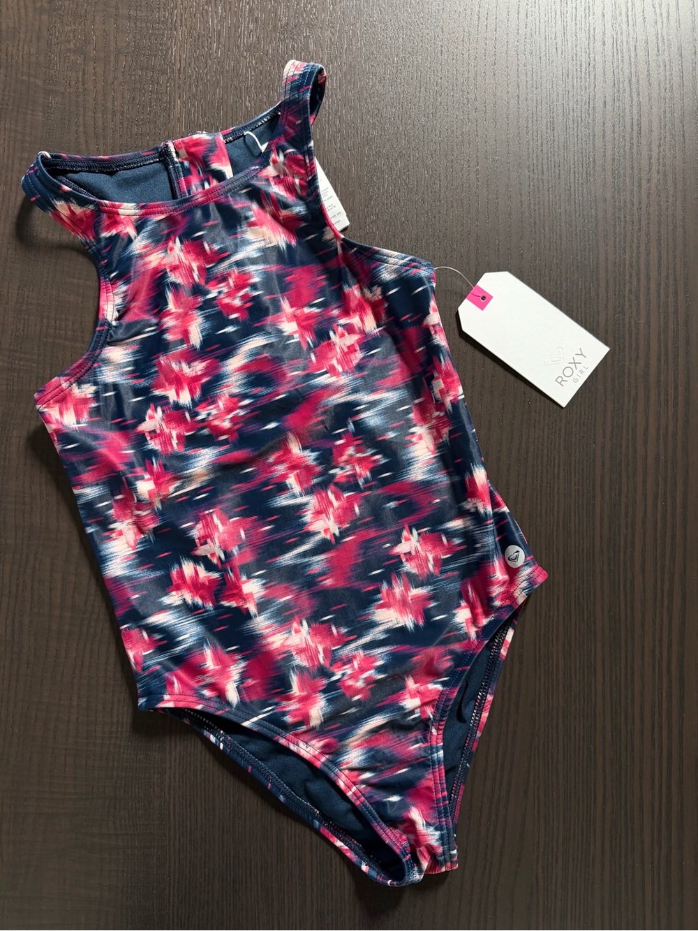 Roxy Girls Pink & Navy Abstract One-Piece